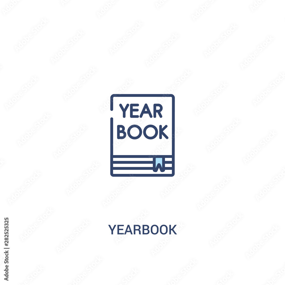 yearbook concept 2 colored icon. simple line element illustration. outline blue yearbook symbol. can be used for web and mobile ui/ux.