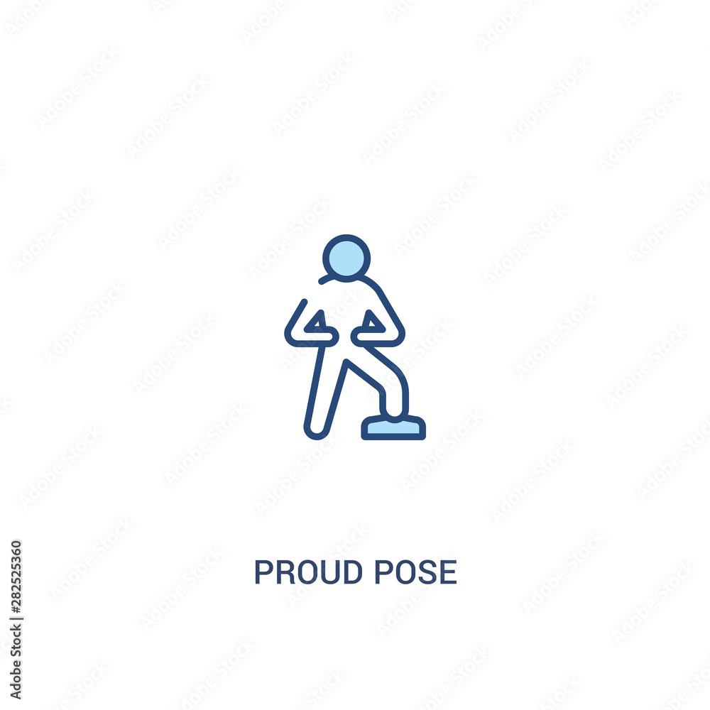 proud pose concept 2 colored icon. simple line element illustration. outline blue proud pose symbol. can be used for web and mobile ui/ux.