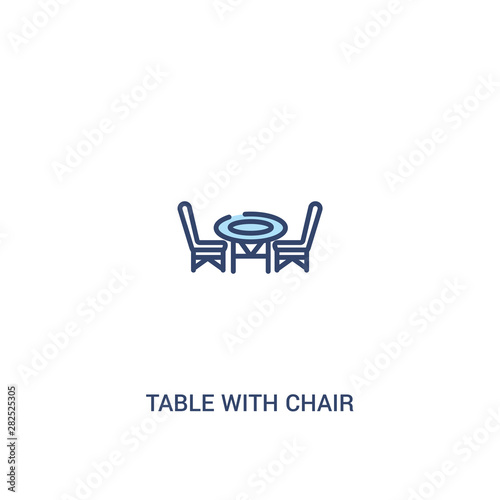 table with chair concept 2 colored icon. simple line element illustration. outline blue table with chair symbol. can be used for web and mobile ui/ux.