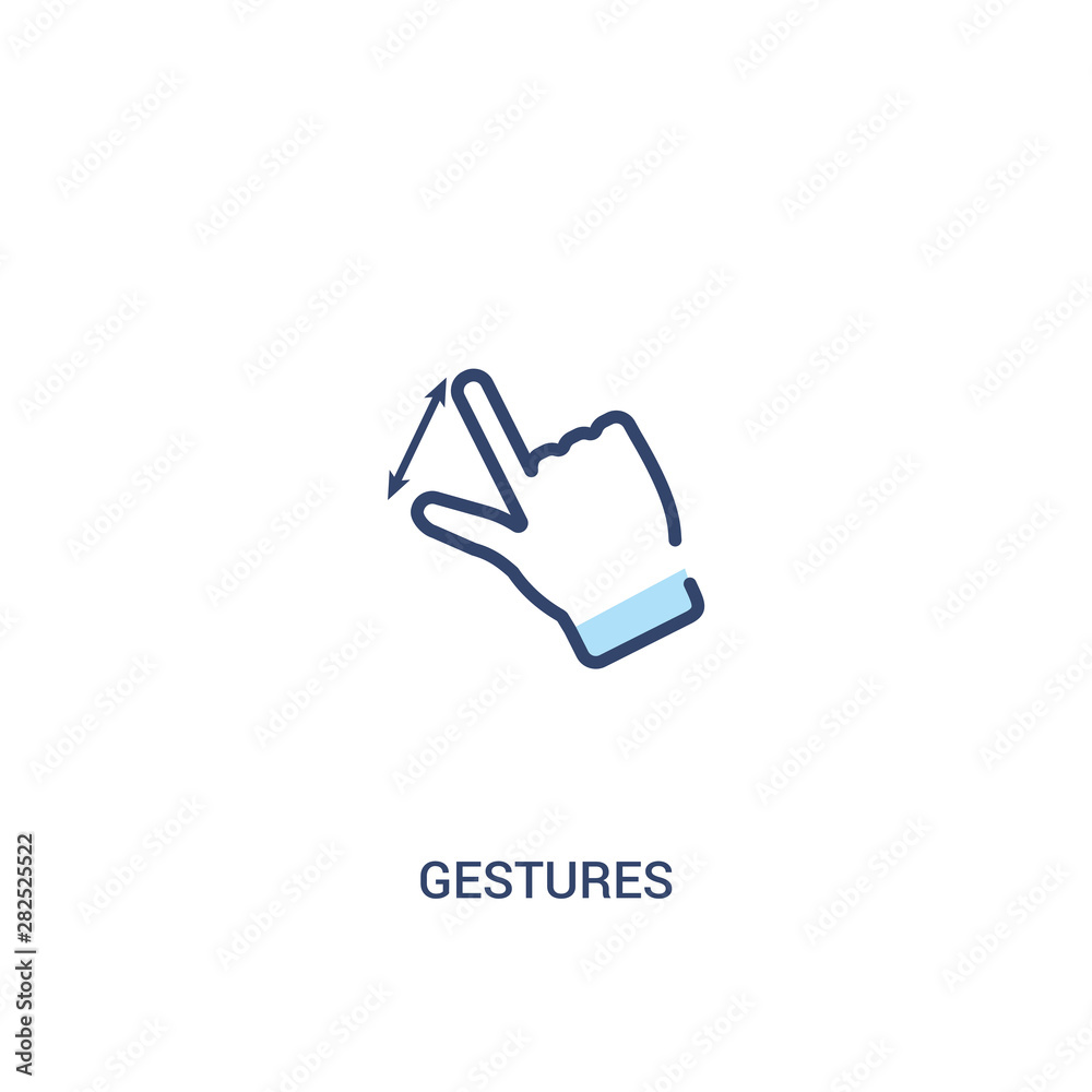 gestures concept 2 colored icon. simple line element illustration. outline blue gestures symbol. can be used for web and mobile ui/ux.