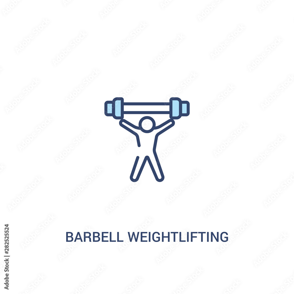 barbell weightlifting concept 2 colored icon. simple line element illustration. outline blue barbell weightlifting symbol. can be used for web and mobile ui/ux.