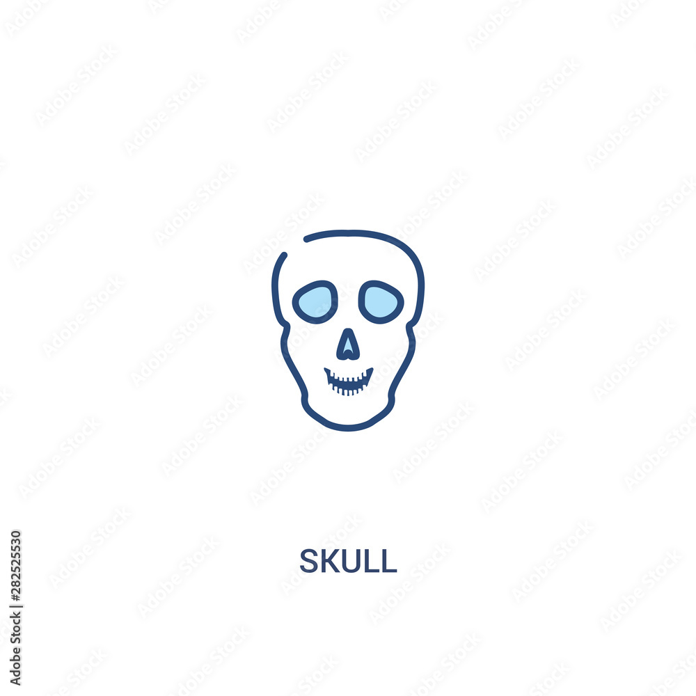 skull concept 2 colored icon. simple line element illustration. outline blue skull symbol. can be used for web and mobile ui/ux.
