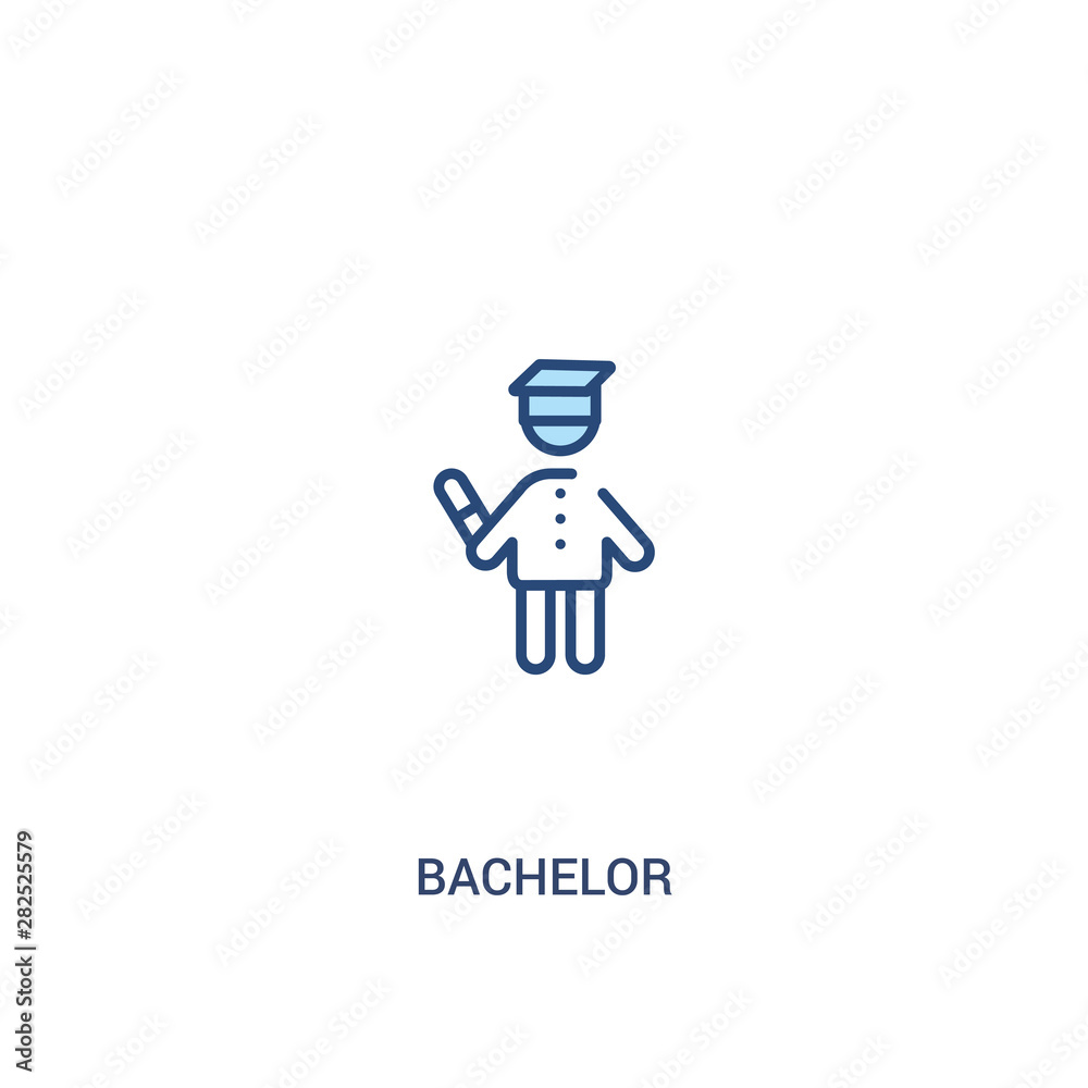 bachelor concept 2 colored icon. simple line element illustration. outline blue bachelor symbol. can be used for web and mobile ui/ux.