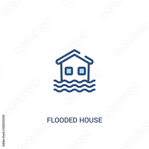 flooded house concept 2 colored icon. simple line element illustration. outline blue flooded house symbol. can be used for web and mobile ui ux.