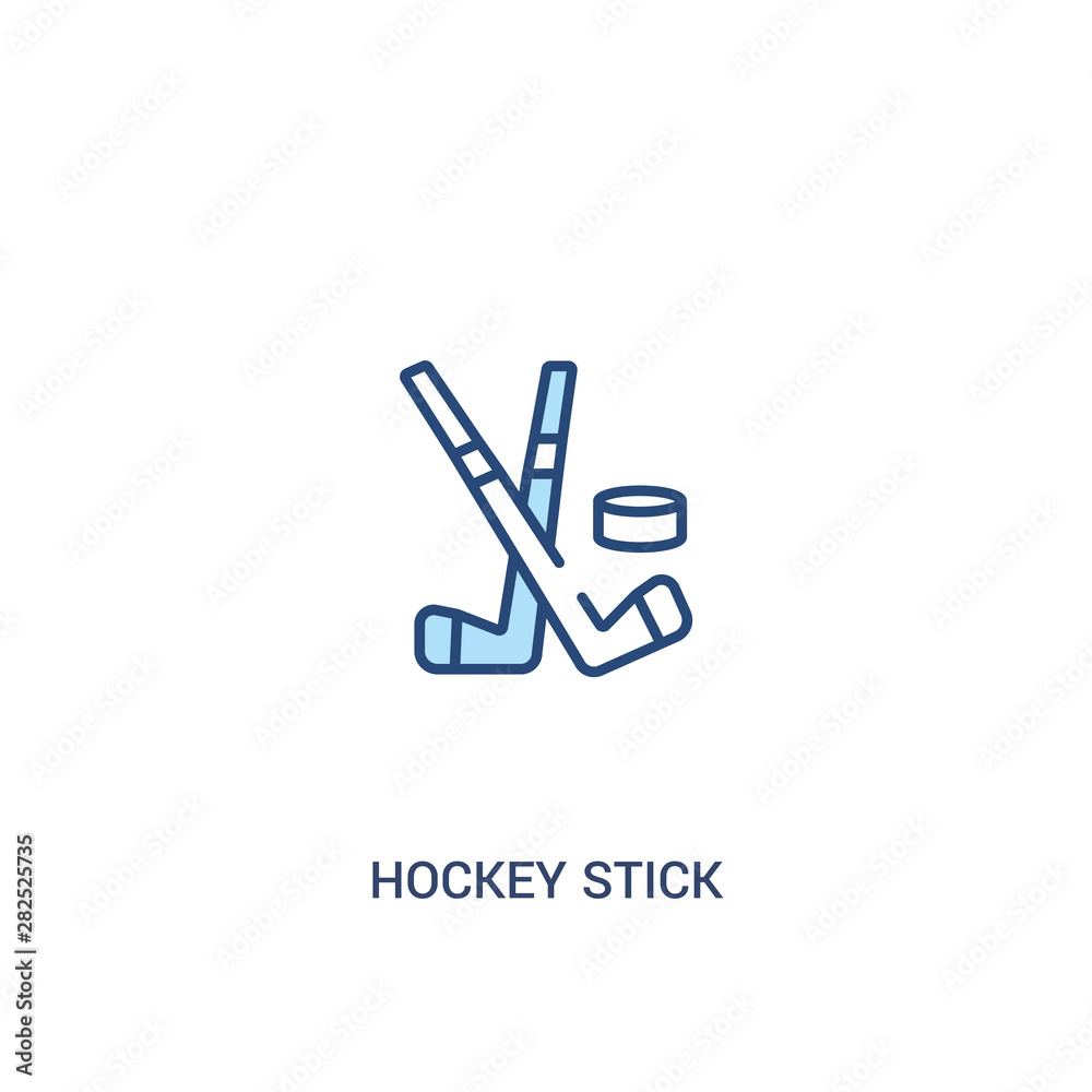 hockey stick concept 2 colored icon. simple line element illustration. outline blue hockey stick symbol. can be used for web and mobile ui/ux.