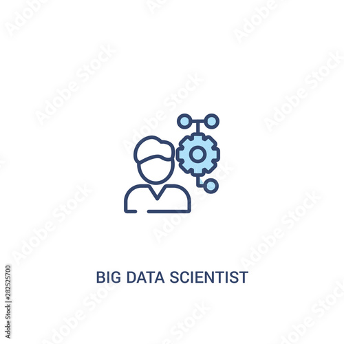 big data scientist concept 2 colored icon. simple line element illustration. outline blue big data scientist symbol. can be used for web and mobile ui/ux.