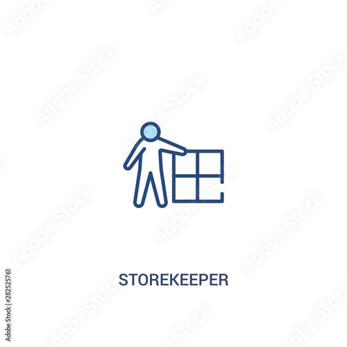storekeeper concept 2 colored icon. simple line element illustration. outline blue storekeeper symbol. can be used for web and mobile ui/ux.
