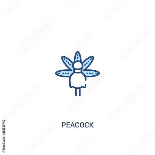 peacock concept 2 colored icon. simple line element illustration. outline blue peacock symbol. can be used for web and mobile ui ux.