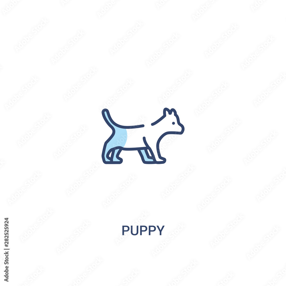 puppy concept 2 colored icon. simple line element illustration. outline blue puppy symbol. can be used for web and mobile ui/ux.