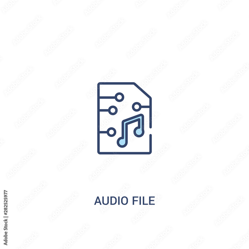 audio file concept 2 colored icon. simple line element illustration. outline blue audio file symbol. can be used for web and mobile ui/ux.