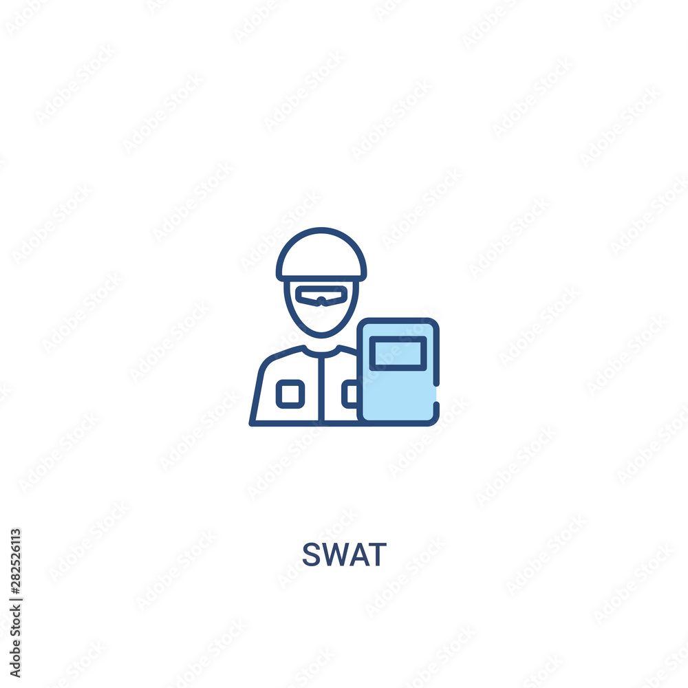 swat concept 2 colored icon. simple line element illustration. outline blue swat symbol. can be used for web and mobile ui/ux.