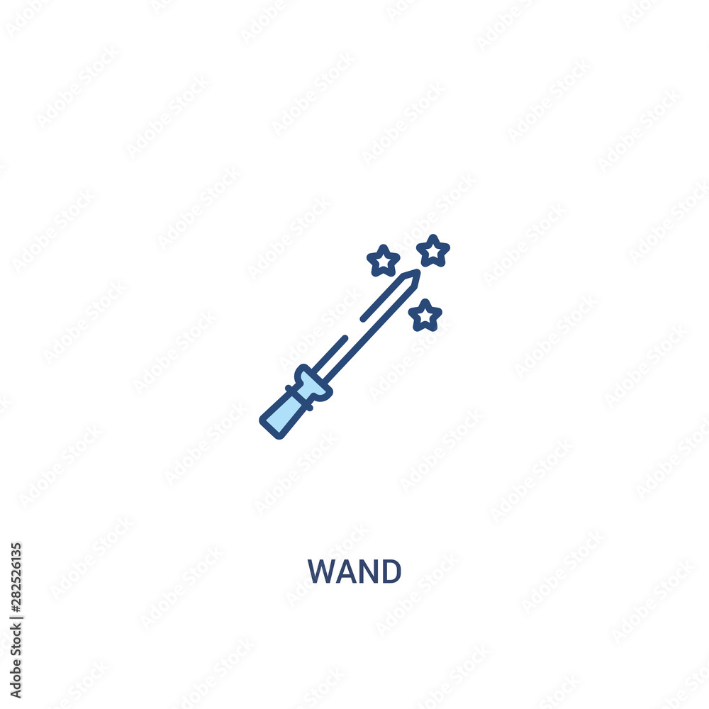 wand concept 2 colored icon. simple line element illustration. outline blue wand symbol. can be used for web and mobile ui/ux. wand concept 2 colored icon. simple line element illustration. outline blue wand symbol. can be used for web and mobile ui/ux.