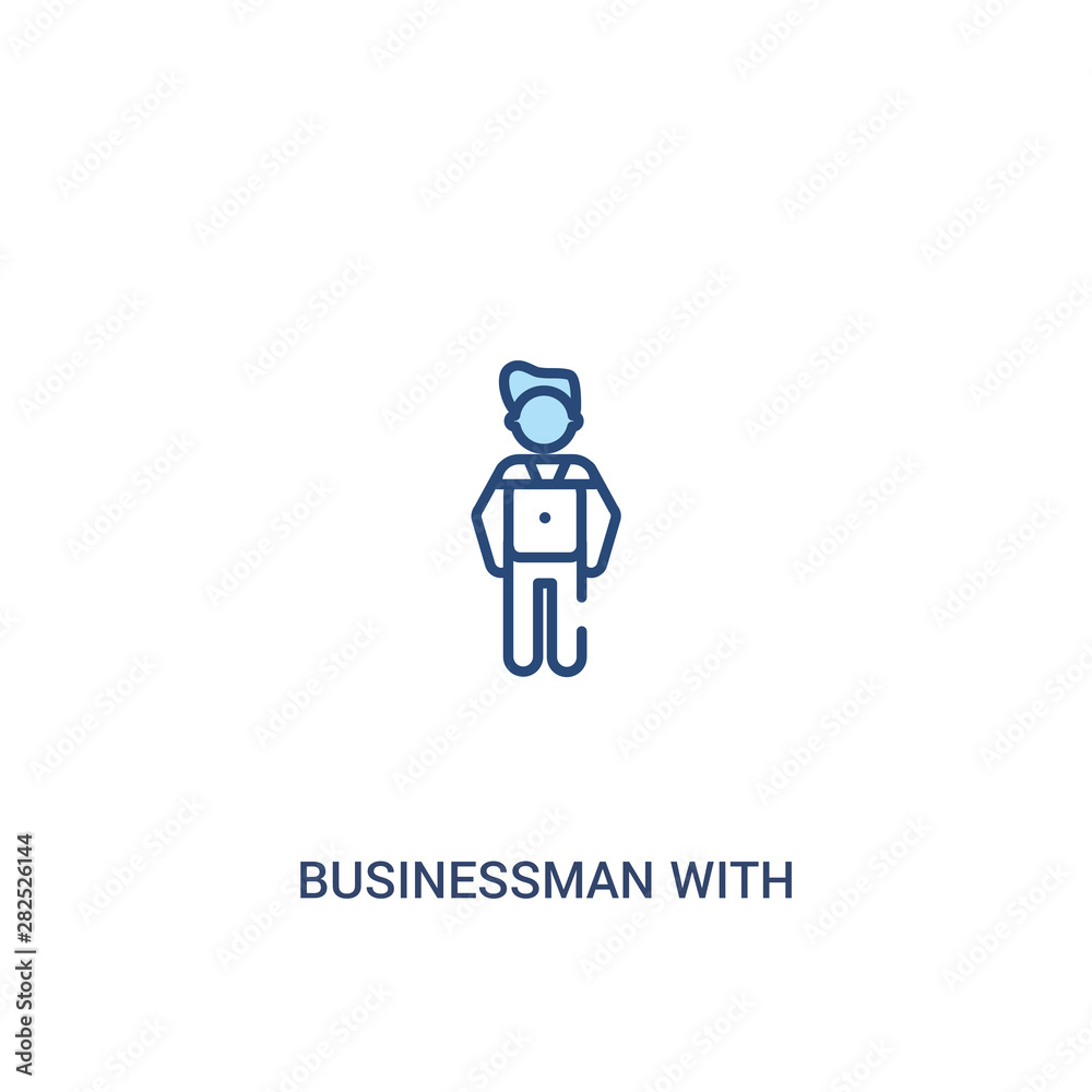 businessman with dollar money concept 2 colored icon. simple line element illustration. outline blue businessman with dollar money symbol. can be used for web and mobile ui/ux.