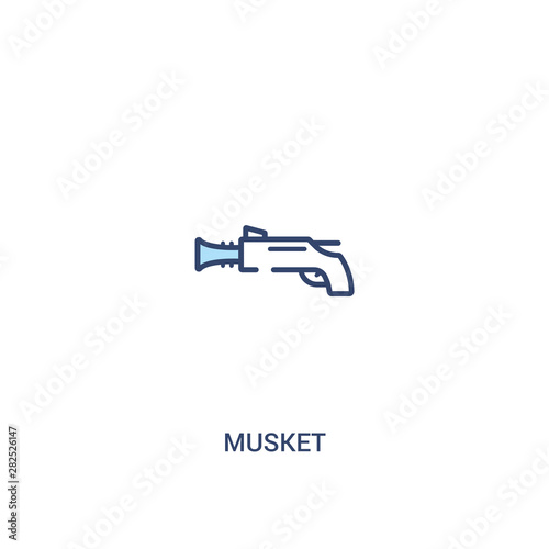 musket concept 2 colored icon. simple line element illustration. outline blue musket symbol. can be used for web and mobile ui ux.