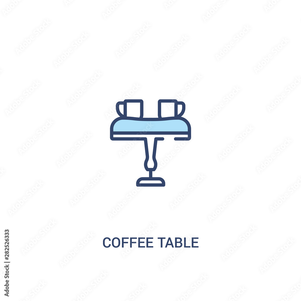 coffee table concept 2 colored icon. simple line element illustration. outline blue coffee table symbol. can be used for web and mobile ui/ux.