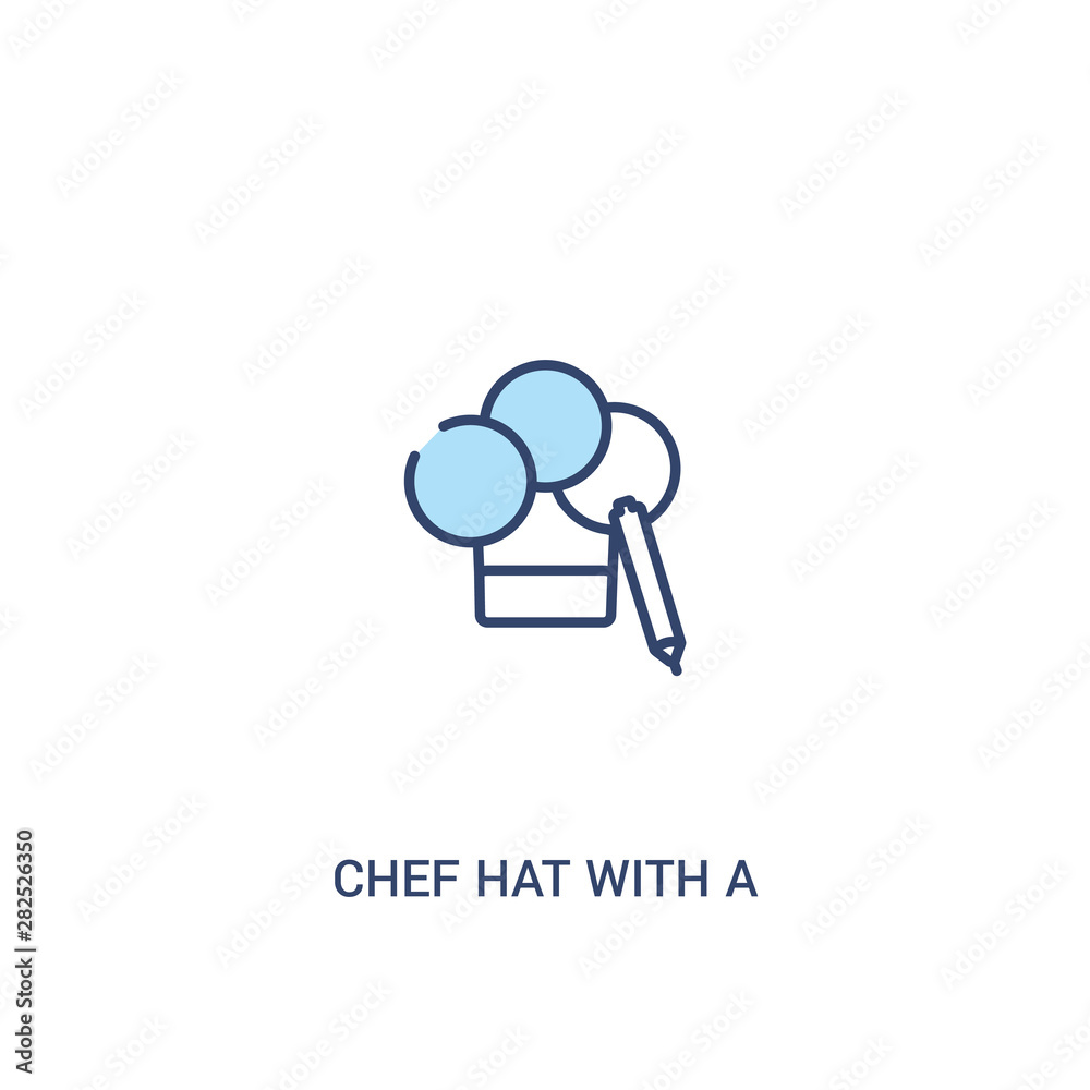 chef hat with a pencil concept 2 colored icon. simple line element illustration. outline blue chef hat with a pencil symbol. can be used for web and mobile ui/ux.