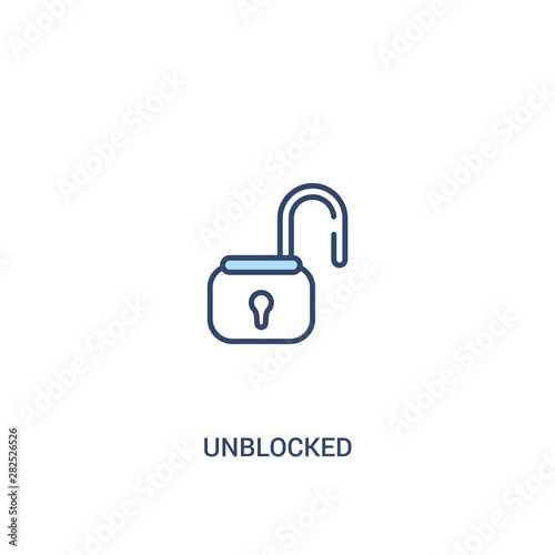 unblocked concept 2 colored icon. simple line element illustration. outline blue unblocked symbol. can be used for web and mobile ui/ux.