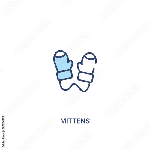 mittens concept 2 colored icon. simple line element illustration. outline blue mittens symbol. can be used for web and mobile ui/ux.