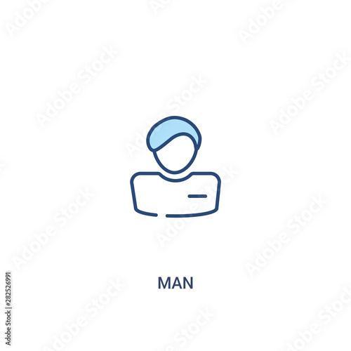 man concept 2 colored icon. simple line element illustration. outline blue man symbol. can be used for web and mobile ui/ux.