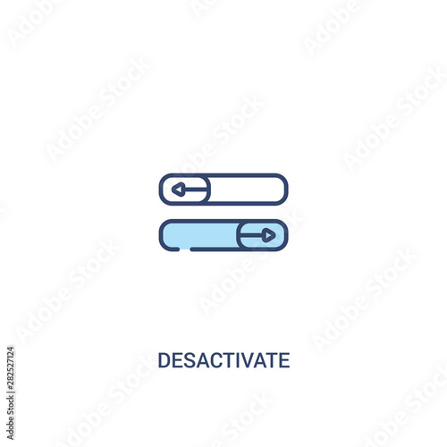 desactivate concept 2 colored icon. simple line element illustration. outline blue desactivate symbol. can be used for web and mobile ui/ux. photo