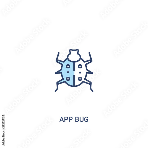 app bug concept 2 colored icon. simple line element illustration. outline blue app bug symbol. can be used for web and mobile ui/ux.