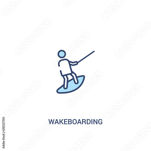 wakeboarding concept 2 colored icon. simple line element illustration. outline blue wakeboarding symbol. can be used for web and mobile ui/ux.