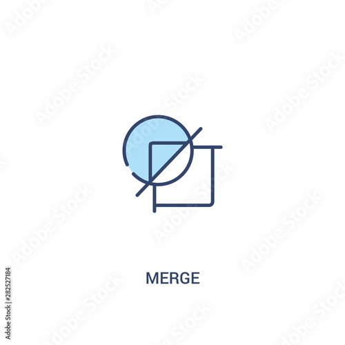 merge concept 2 colored icon. simple line element illustration. outline blue merge symbol. can be used for web and mobile ui/ux.