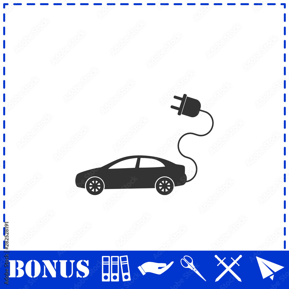 Electric car icon flat