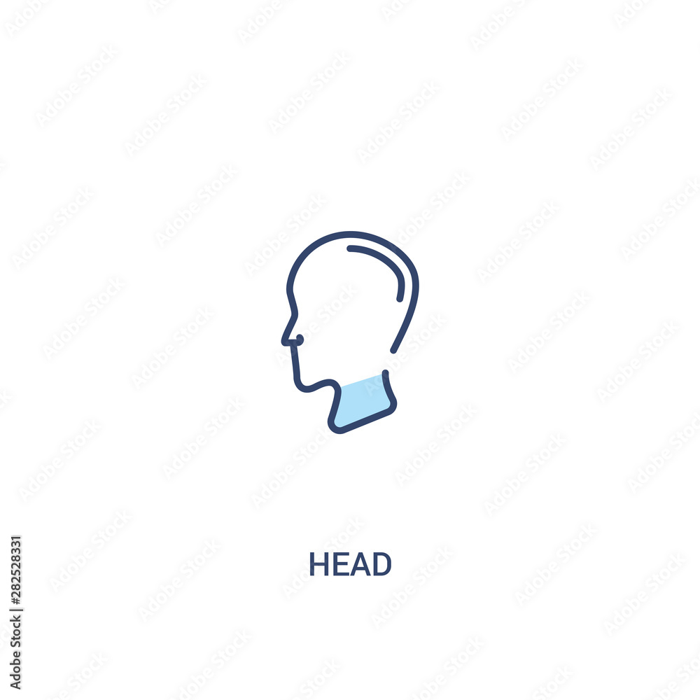 head concept 2 colored icon. simple line element illustration. outline blue head symbol. can be used for web and mobile ui/ux.