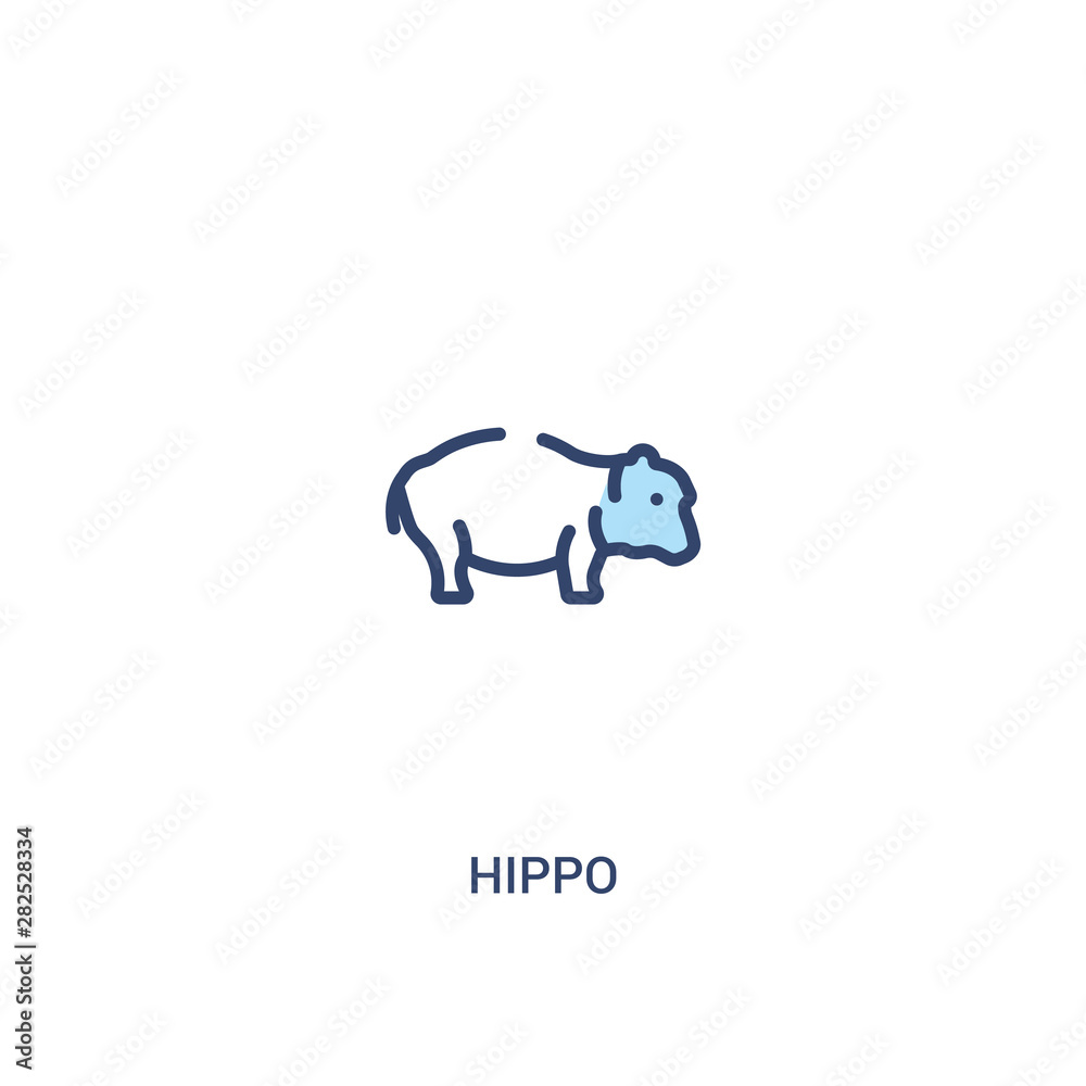 hippo concept 2 colored icon. simple line element illustration. outline blue hippo symbol. can be used for web and mobile ui/ux.