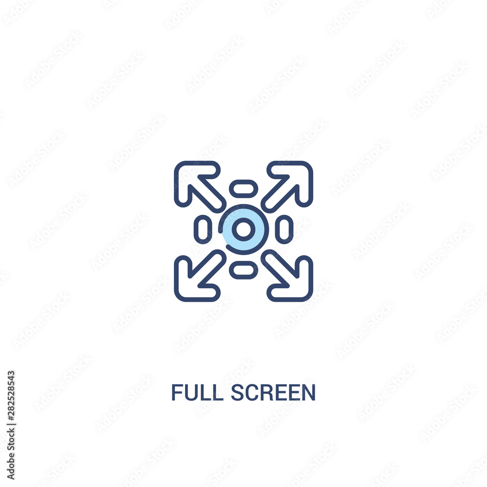 full screen concept 2 colored icon. simple line element illustration. outline blue full screen symbol. can be used for web and mobile ui/ux.