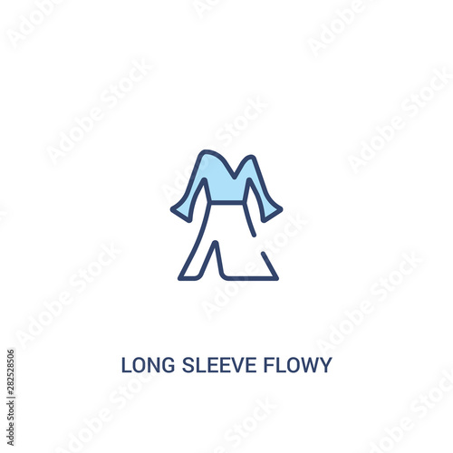 long sleeve flowy dress concept 2 colored icon. simple line element illustration. outline blue long sleeve flowy dress symbol. can be used for web and mobile ui/ux.