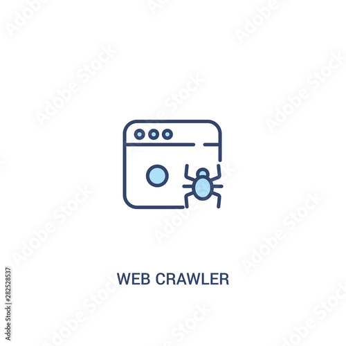 web crawler concept 2 colored icon. simple line element illustration. outline blue web crawler symbol. can be used for web and mobile ui/ux.