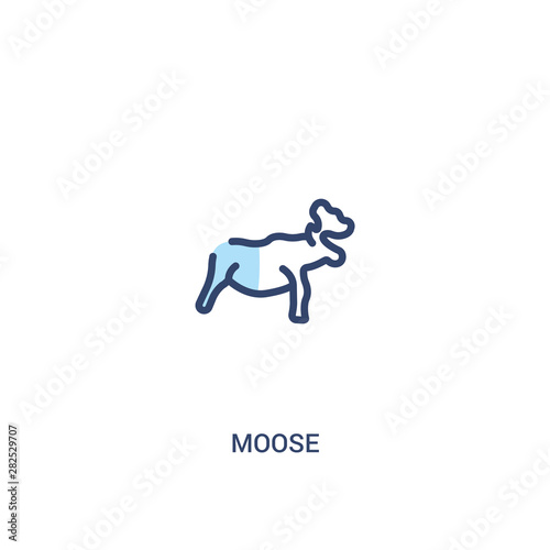 moose concept 2 colored icon. simple line element illustration. outline blue moose symbol. can be used for web and mobile ui/ux.