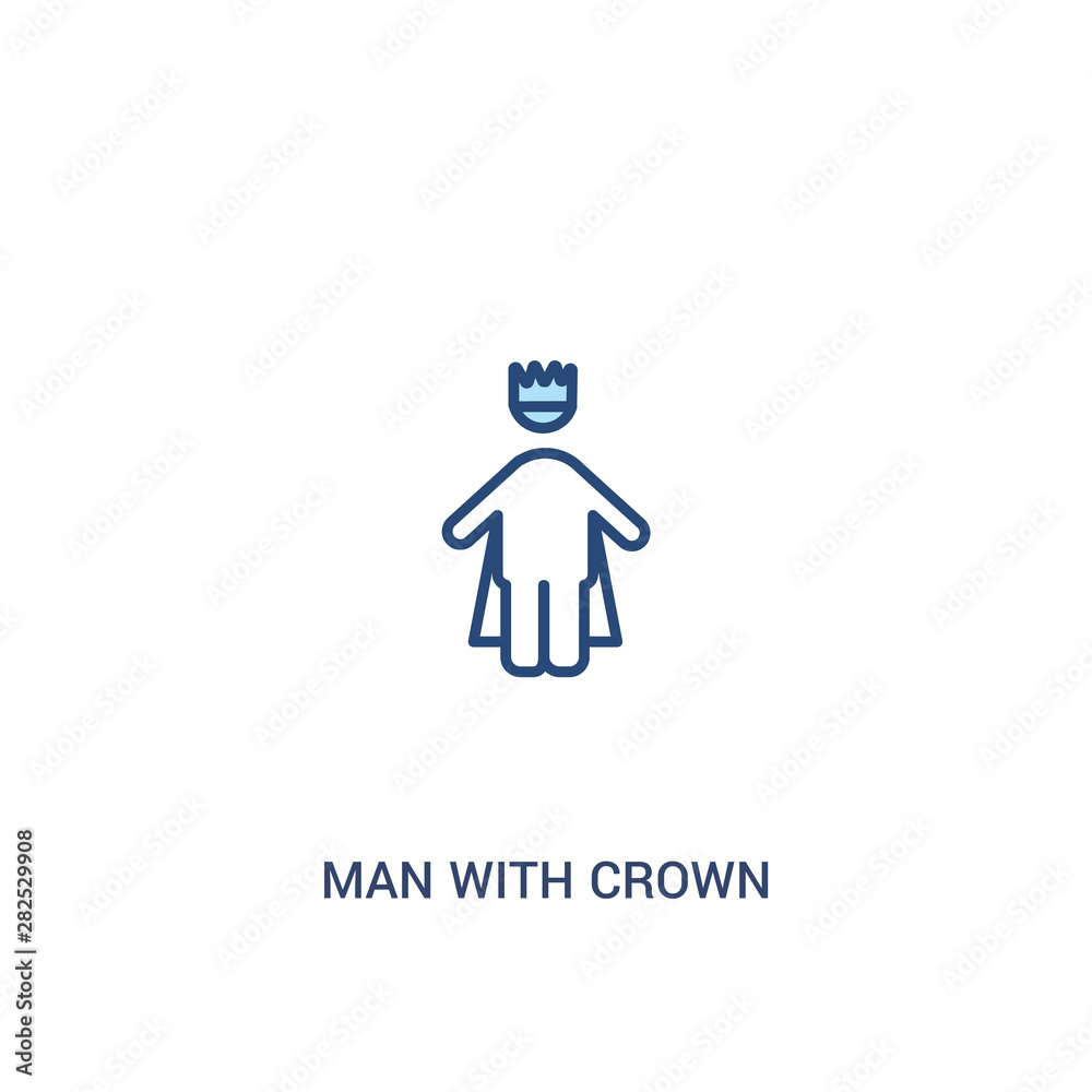 man with crown concept 2 colored icon. simple line element illustration. outline blue man with crown symbol. can be used for web and mobile ui/ux. man with crown concept 2 colored icon. simple line element illustration. outline blue man with crown symbol. can be used for web and mobile ui/ux.