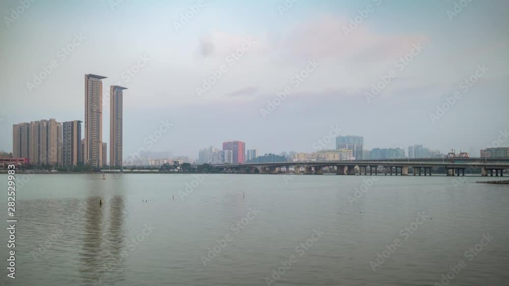 sunset illumination zhuhai city bay traffic bridge panorama timelapse 4k china sunset illumination zhuhai city bay traffic bridge panorama timelapse 4k china
