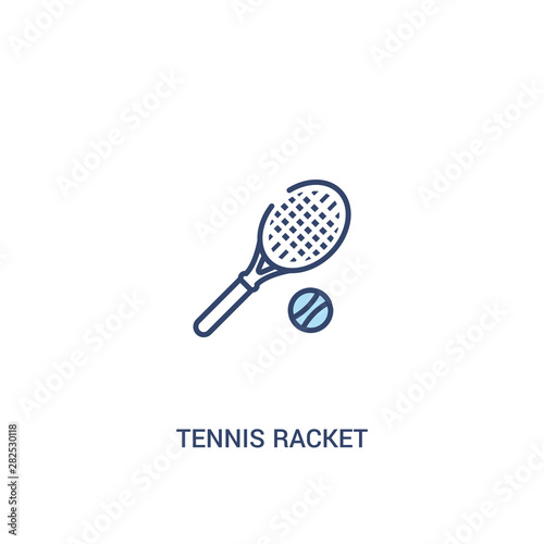 tennis racket concept 2 colored icon. simple line element illustration. outline blue tennis racket symbol. can be used for web and mobile ui/ux.