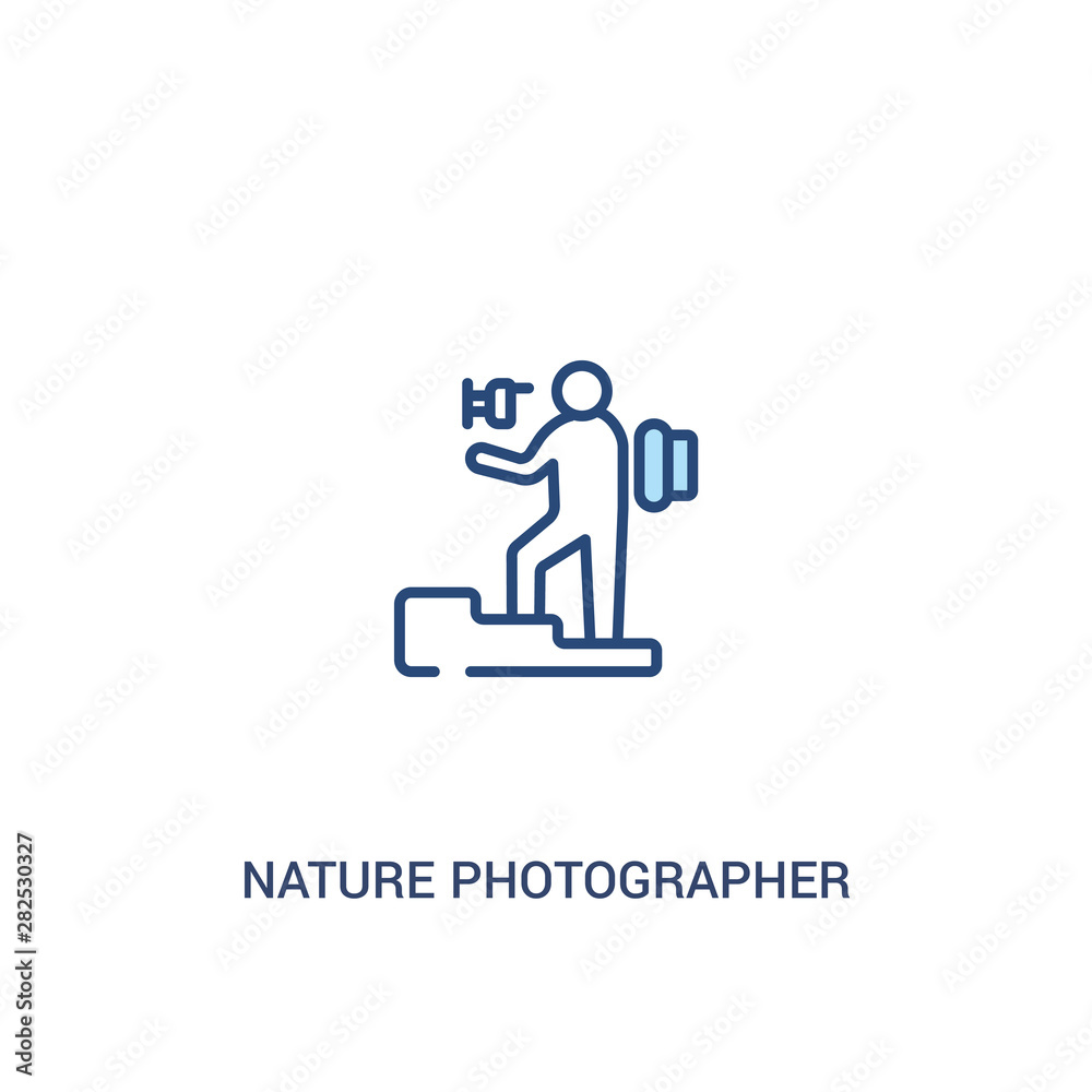 nature photographer concept 2 colored icon. simple line element illustration. outline blue nature photographer symbol. can be used for web and mobile ui/ux. nature photographer concept 2 colored icon. simple line element illustration. outline blue nature photographer symbol. can be used for web and mobile ui/ux.