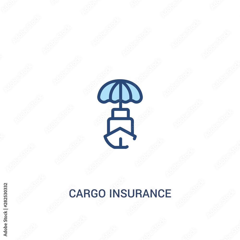 cargo insurance concept 2 colored icon. simple line element illustration. outline blue cargo insurance symbol. can be used for web and mobile ui/ux.