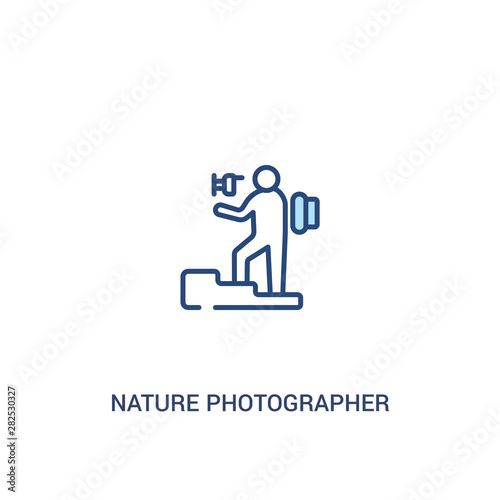 nature photographer concept 2 colored icon. simple line element illustration. outline blue nature photographer symbol. can be used for web and mobile ui/ux.