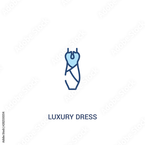 luxury dress concept 2 colored icon. simple line element illustration. outline blue luxury dress symbol. can be used for web and mobile ui/ux.