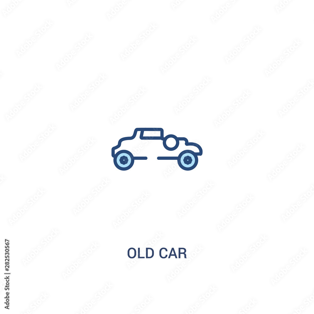 old car concept 2 colored icon. simple line element illustration. outline blue old car symbol. can be used for web and mobile ui/ux.