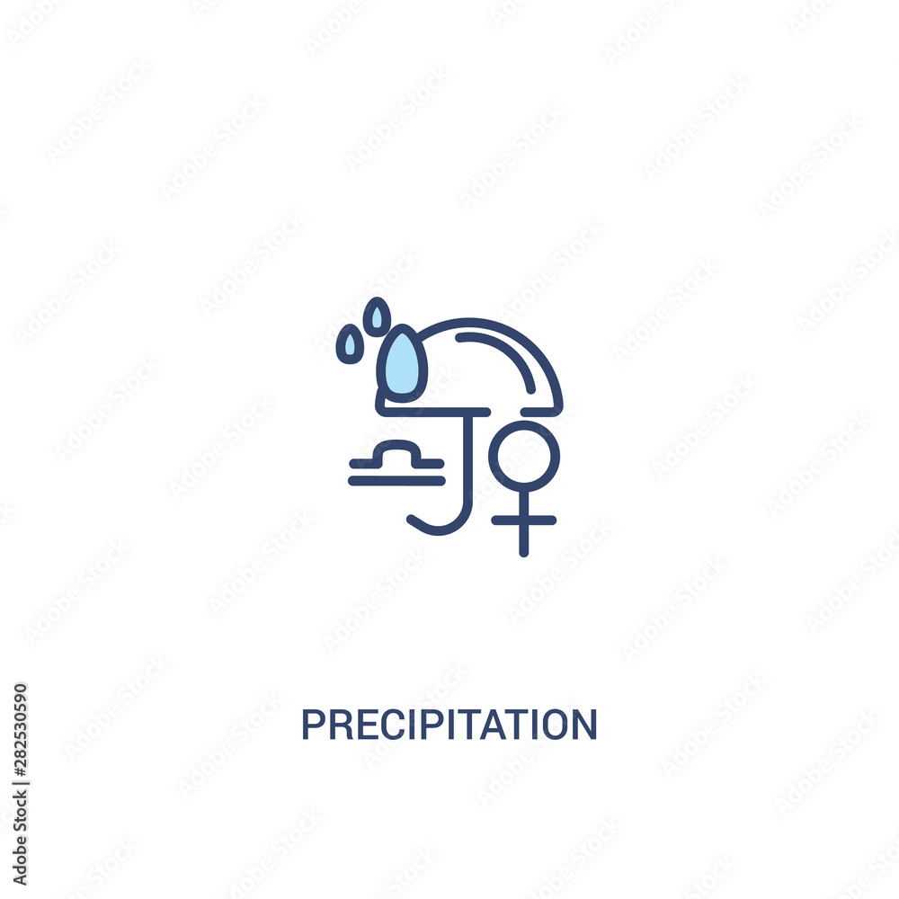 precipitation concept 2 colored icon. simple line element illustration. outline blue precipitation symbol. can be used for web and mobile ui/ux.