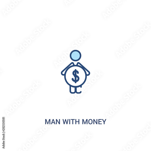 man with money concept 2 colored icon. simple line element illustration. outline blue man with money symbol. can be used for web and mobile ui/ux.