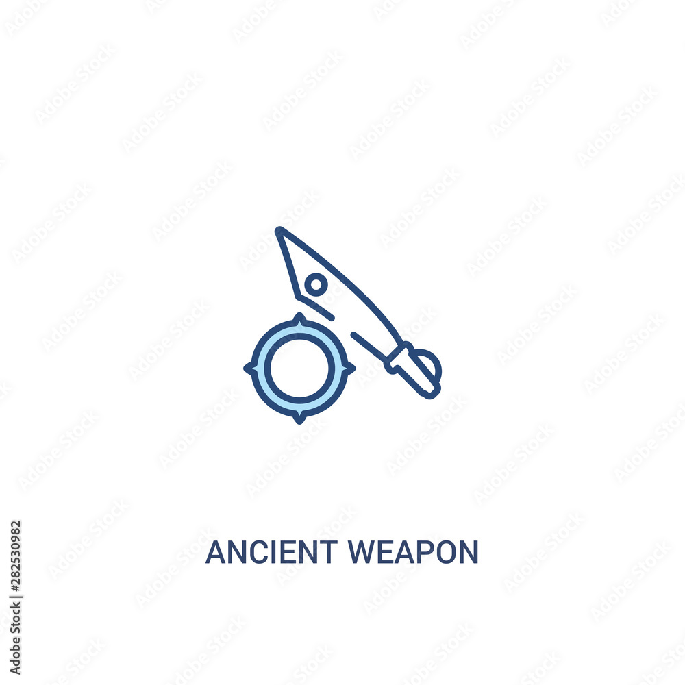 ancient weapon concept 2 colored icon. simple line element illustration. outline blue ancient weapon symbol. can be used for web and mobile ui/ux.