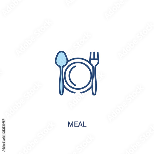 meal concept 2 colored icon. simple line element illustration. outline blue meal symbol. can be used for web and mobile ui/ux.