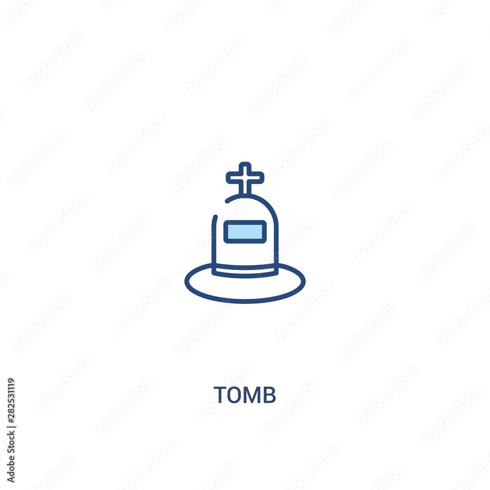 tomb concept 2 colored icon. simple line element illustration. outline blue tomb symbol. can be used for web and mobile ui/ux. tomb concept 2 colored icon. simple line element illustration. outline blue tomb symbol. can be used for web and mobile ui/ux.