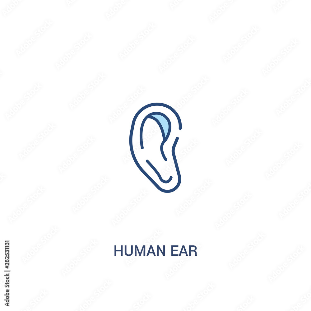 human ear concept 2 colored icon. simple line element illustration. outline blue human ear symbol. can be used for web and mobile ui/ux. human ear concept 2 colored icon. simple line element illustration. outline blue human ear symbol. can be used for web and mobile ui/ux.
