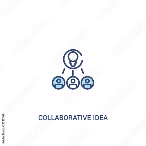 collaborative idea concept 2 colored icon. simple line element illustration. outline blue collaborative idea symbol. can be used for web and mobile ui/ux.