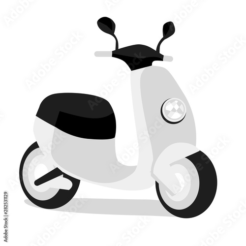 basic white Electro scooter icon. Isolated eco Motorbike moped  motorbike lifestyle brand transport. isolated vector illustration